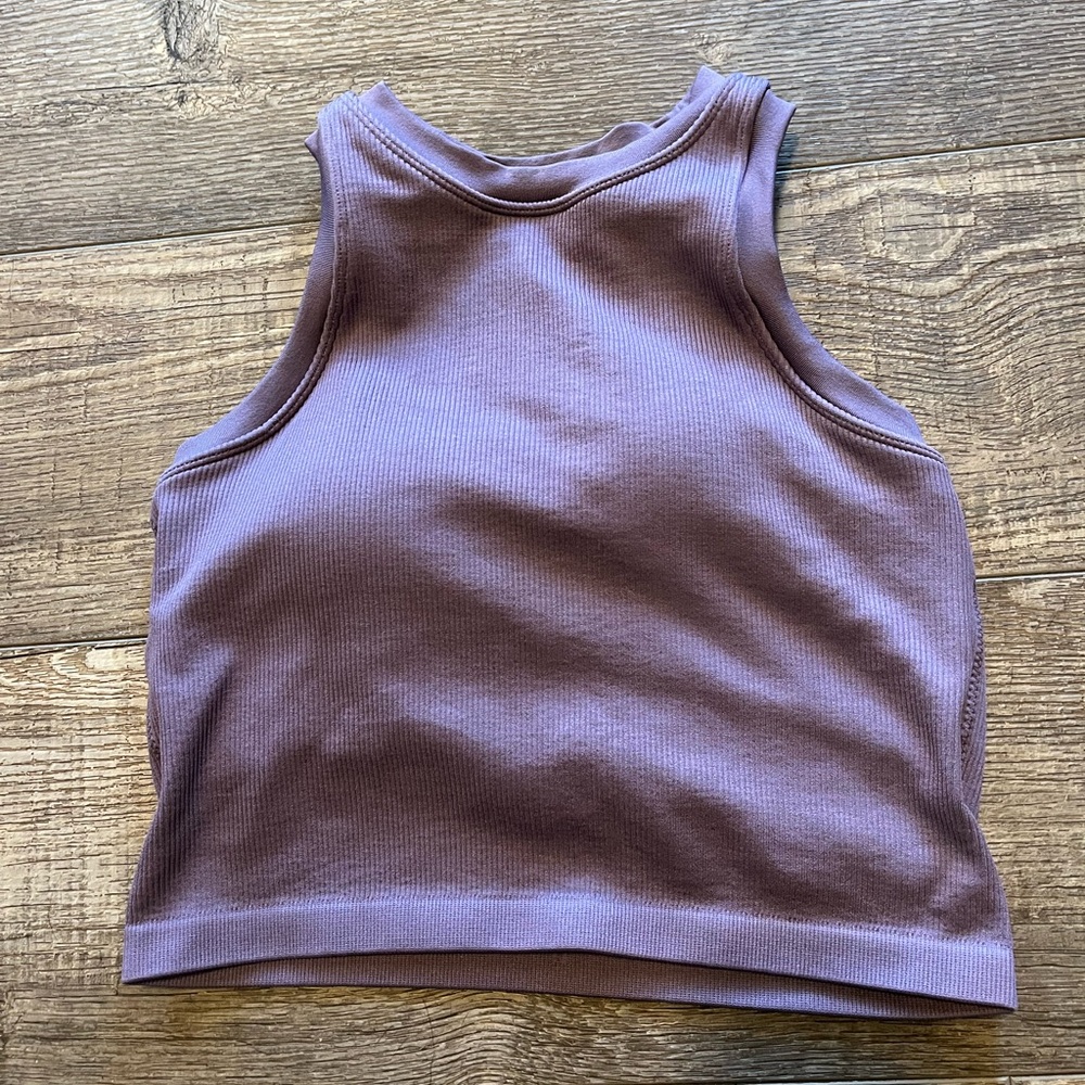 Sleeveless Ribbed Crop Tank Top - Lavender Purple
